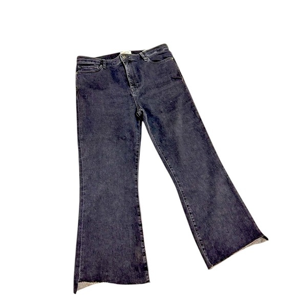 Frame premium Denim black blue Jeans Le Crop Mini Boot raw edge hem size 32 - Picture 1 of 9